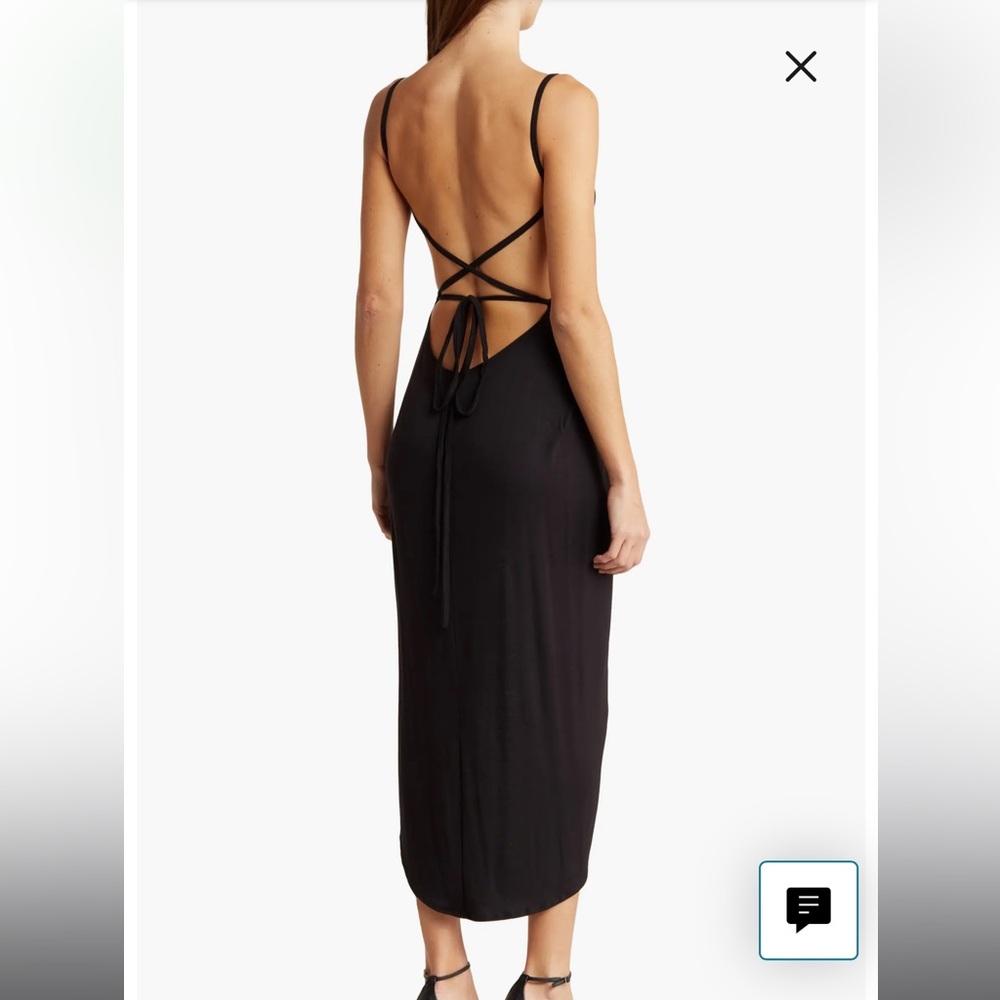 Go Couture Cowl Neck Asymmetric Slit Dress - Picture 2 of 3
